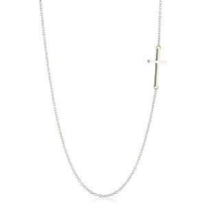  Mizuki Silver with Gold Accent Side Cross Necklace 