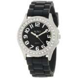   XO3271 Black Dial Crystal Bezel Boyfriend Silicone Rubber Strap Watch