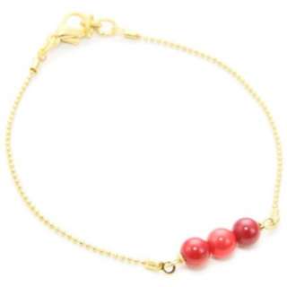 Coralia Leets Jewelry Design Red Coral Brass 22k Gold Plated Bracelet 