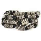 luu gunmetal bead black leather wrap bracelet $ 220 00