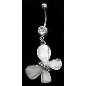  Butterfly (large) CZ Stone Dangle Belly Ring 316l Surgical 