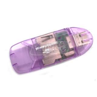 New SDHC SD Memory Card Reader Writer USB 2.0 Purple  