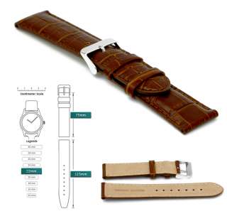 22mm Mens Brown Leather Watch Strap Alligator Style New  
