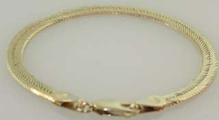 14k yellow gold 5mm herringbone bracelet vintage estate  