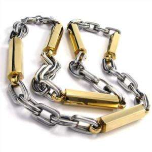 Mens Gold Silver Stainless Steel Necklace Links Chain  