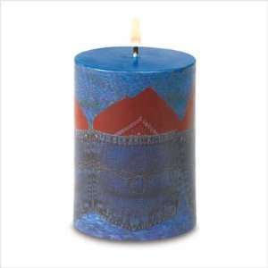  Denim Patchwork Pillar Candle Blue Jean Western Theme 