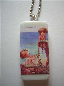 Vintage Style Baby Mermaids Domino Pendant / Necklace  