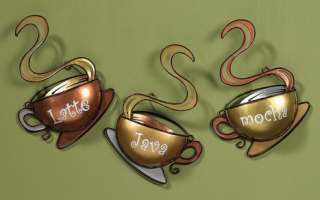 COFFEE CUP Mocha Latte Kitchen Metal WALL DECOR Hanging  