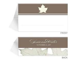  100 Personalized Place Cards   Majestic Fall in Taupe 