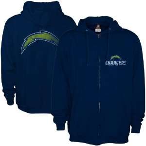  San Diego Chargers Navy Blue Touchback Full Zip Hoody 