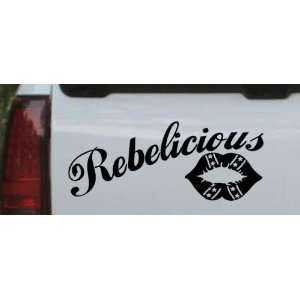 Rebelicious Dixie Lips Car Window Wall Laptop Decal Sticker    Black 