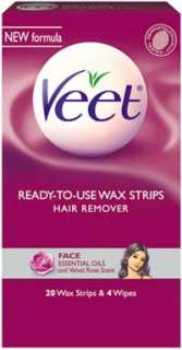  Veet Cold Wax Strips Face, 20 Wax Strips and 4 Wipes 