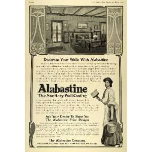  1906 Ad Alabastine Sanitary Wall Covering Paint Brush 