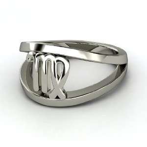  Virgo Zodiac Ring, 14K White Gold Ring Jewelry