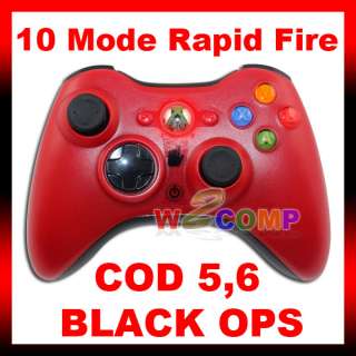 NEW 10 MODE RED XBOX 360 RAPID FIRE MODDED CONTROLLER for MW2 MW3 COD 