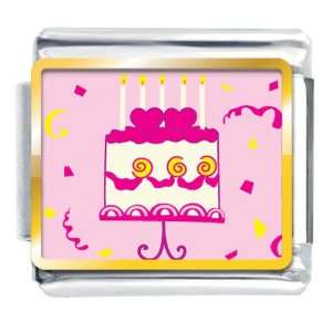  Pink Heart Birthday Cake Italian Charms Pugster Jewelry