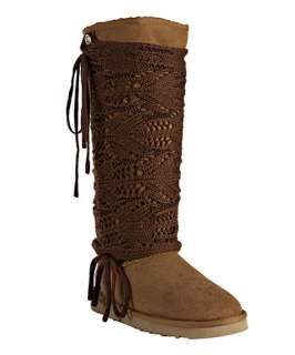 Australia Luxe chestnut crochet detailed Harlet shearling tall boots