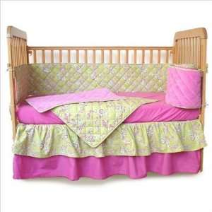  Cherry Blossom Crib Bedding Set in Pink / Green