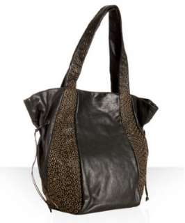 Kooba black leather Montana grommet detail shoulder bag   up 