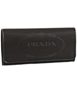 Prada black nylon saffiano detail continental wallet   up to 