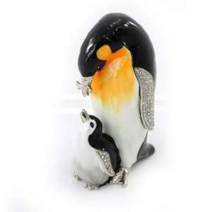  Jewellery box Famille Pingouins black white orange 