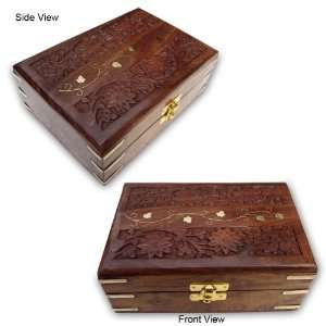  Wood Jewelry Boxes With Hand Carving & Brass Engraved 