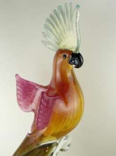 Vintage Murano Glass Bird Parrot McCaw Cockatoo Formia Italy Figurine 