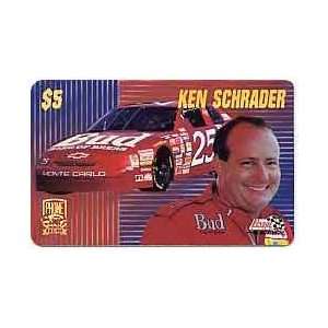   Card PhonePak 1996 $5. Ken Schrader (Budweiser Beer) 