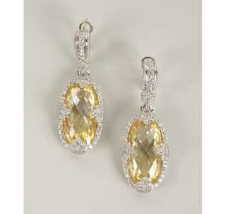Judith Ripka canary crystal and white sapphire oval drop earrings