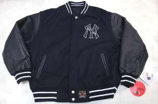 Navy Reversible New York Yankees Wool Blend & Leather Sleeves Youth NY 