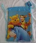 Winnie the Pooh Drawstring Backpack Sling Tote Bag Blue