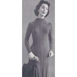 Vintage Knitting PATTERN to make   Cable Sweater Dress Sheath 1950s 