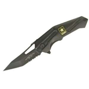  Army Knives 3BS US Army Black Finished Part Serrated Tanto 