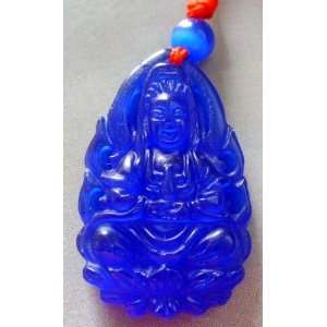  Cat Eye Glass Buddhist Kwan Yin Pu Sa Amulet Pendant 