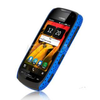 DARK BLUE PERFORATED MESH HARD BACK CASE COVER FOR NOKIA 701  