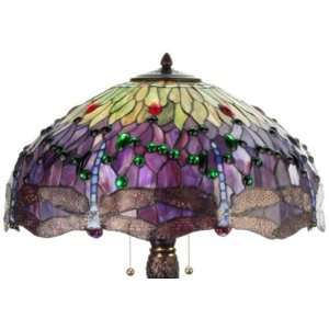   Table Lamp, Mahogany Bronze Finish with Dragonfly Stained Glass Shade