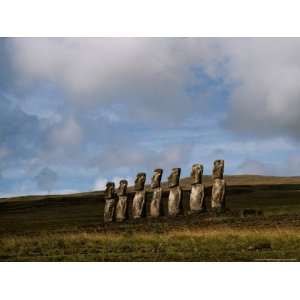  Stone Statues Called Moai Dot the Landscape of Easter 