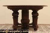 Oval Carved Oak Antique 12 Dining Table  