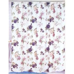  Purple Flower Nylon Shower Curtain