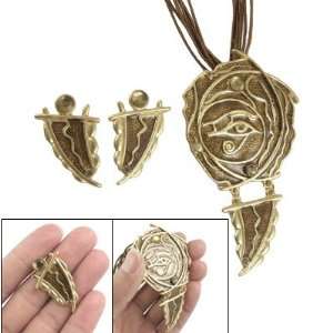   Multi Strings Necklace Leaf Shape Pendant w Stud Earrings Jewelry