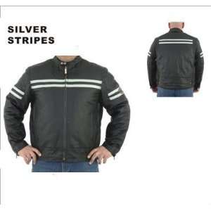 Leather Jacket Vented with Silver Racing Stripes