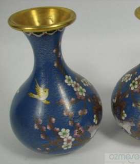 Blue Orchid Vintage 8 Chinese Copper Cloisonne Vases  