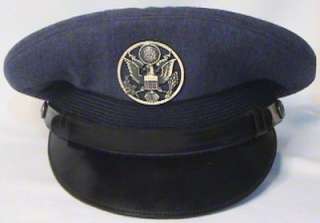   USAF US AIR FORCE OFFICER DRESS VISOR HAT CAP W/INSIGNIA BADGE & COVER