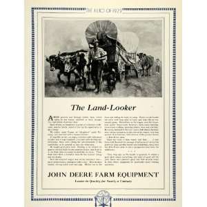  1929 Ad John Deere Farm Equipment Covered Wagon Prairie Cattle 