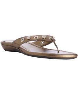 Stuart Weitzman bronze leather Holdup grommet sandals   up 