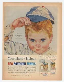 1961 Northern Paper Towels All American Boy in Blue Ad  