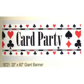 CARD PARTY BANNER decorations casino vegas poker favors  