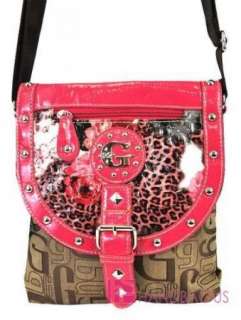   Jacquard Zebra Patchwork Studs Messenger Purse Bag Wallet SET Pink