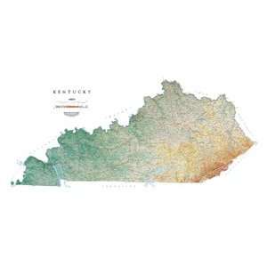 Kentucky Topographic Map by Raven Maps, Print on Paper (Non Laminated 