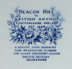British Anchor Beacon Hill Blue White Dinner Plate  